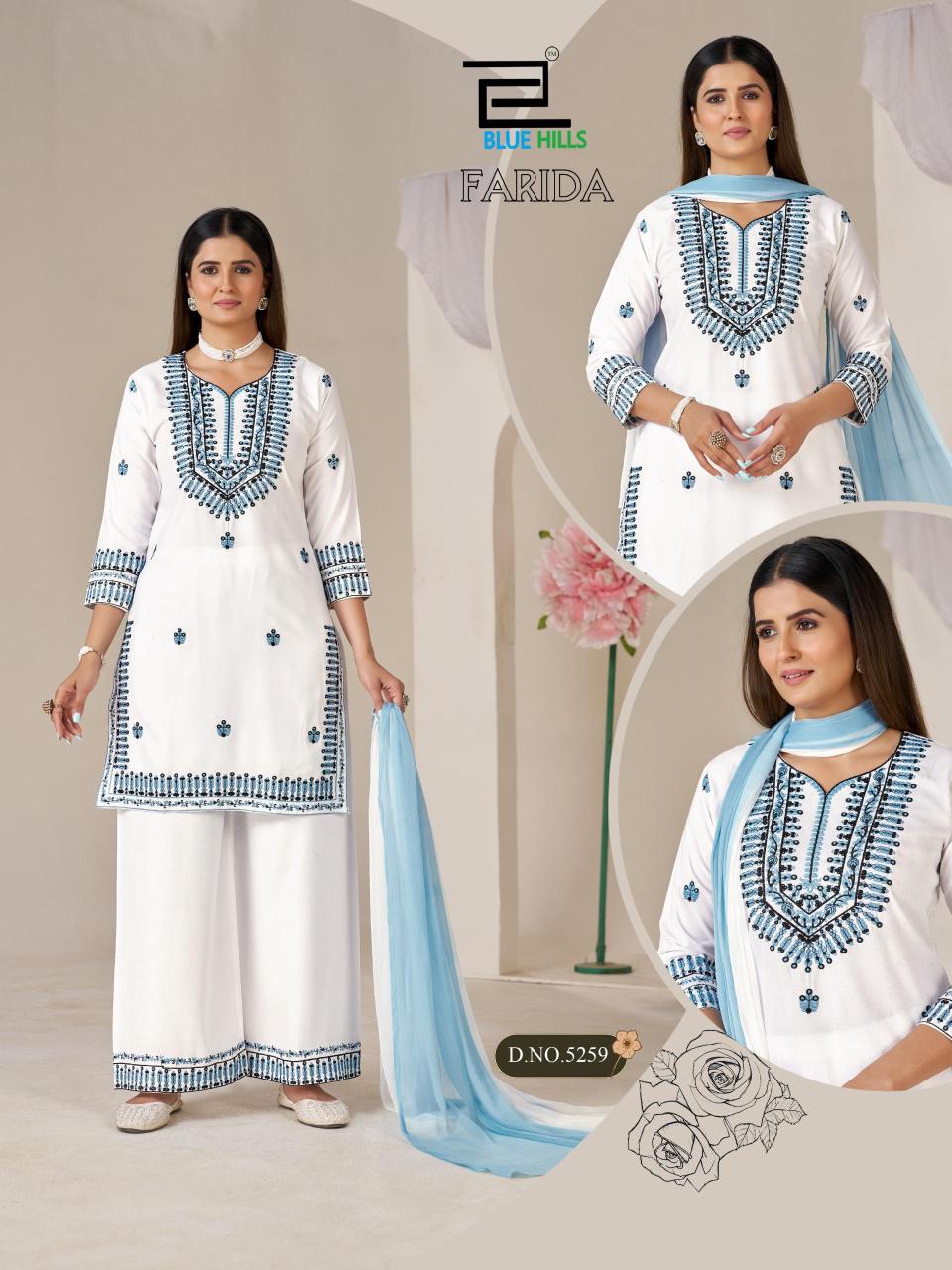 Blue hills farida wholesale embroidery kurtis